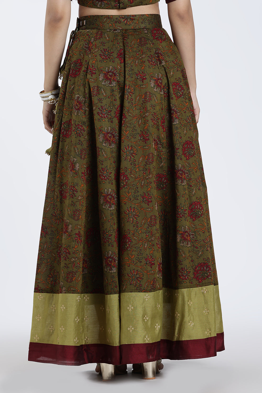 Mythri Women’s Lehenga Set – Cotton Blend Floral Printed Skirt & Top with Embroidery | Festive Wear Lehenga Choli - ST08