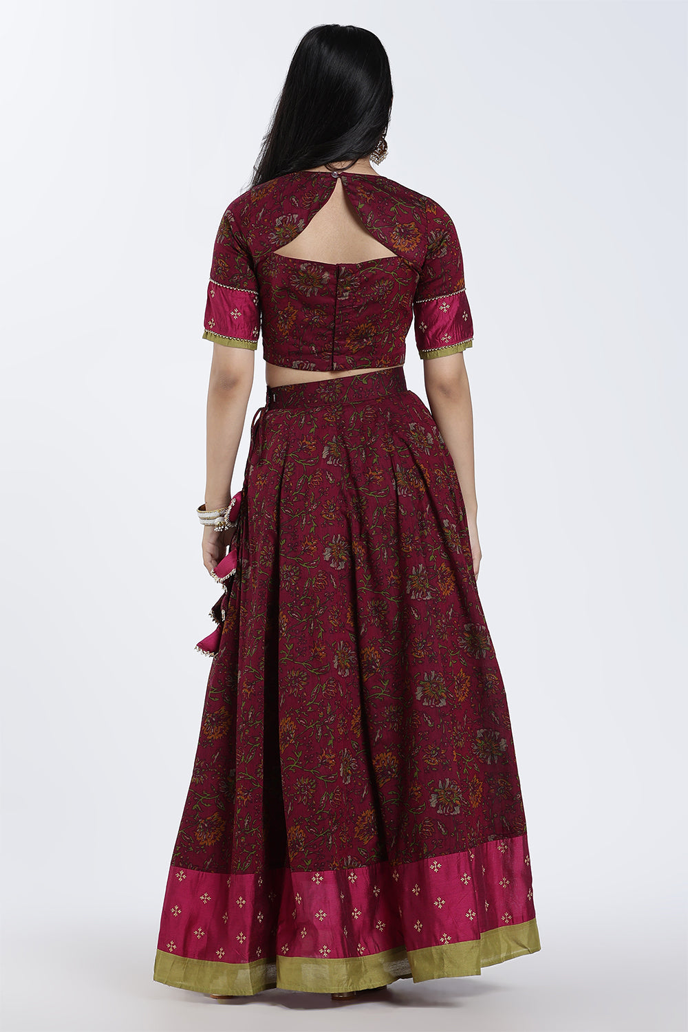 Mythri Women’s Lehenga Set – Cotton Blend Floral Printed Skirt & Top with Embroidery | Festive Wear Lehenga Choli - ST08