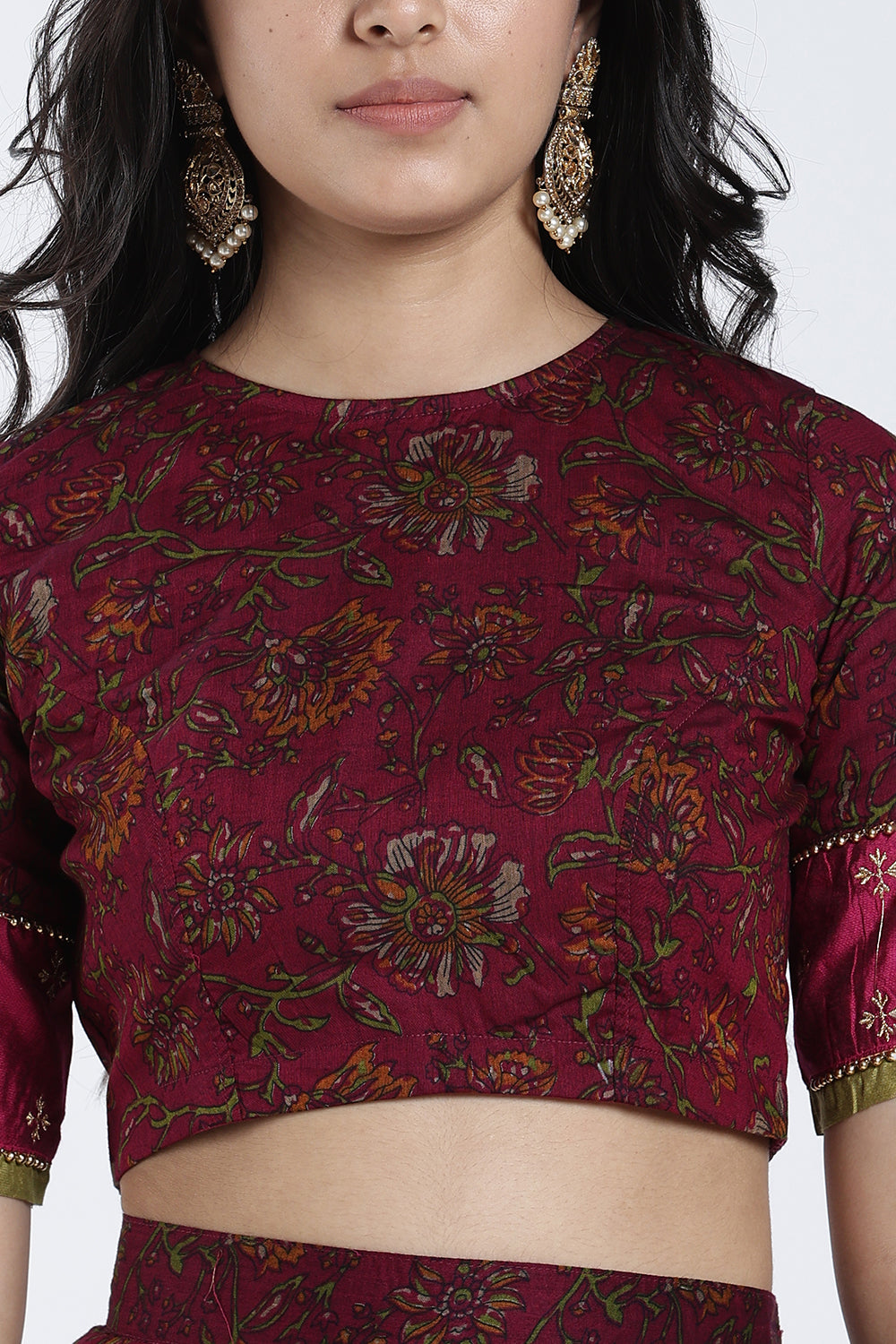 Mythri Women’s Lehenga Set – Cotton Blend Floral Printed Skirt & Top with Embroidery | Festive Wear Lehenga Choli - ST08