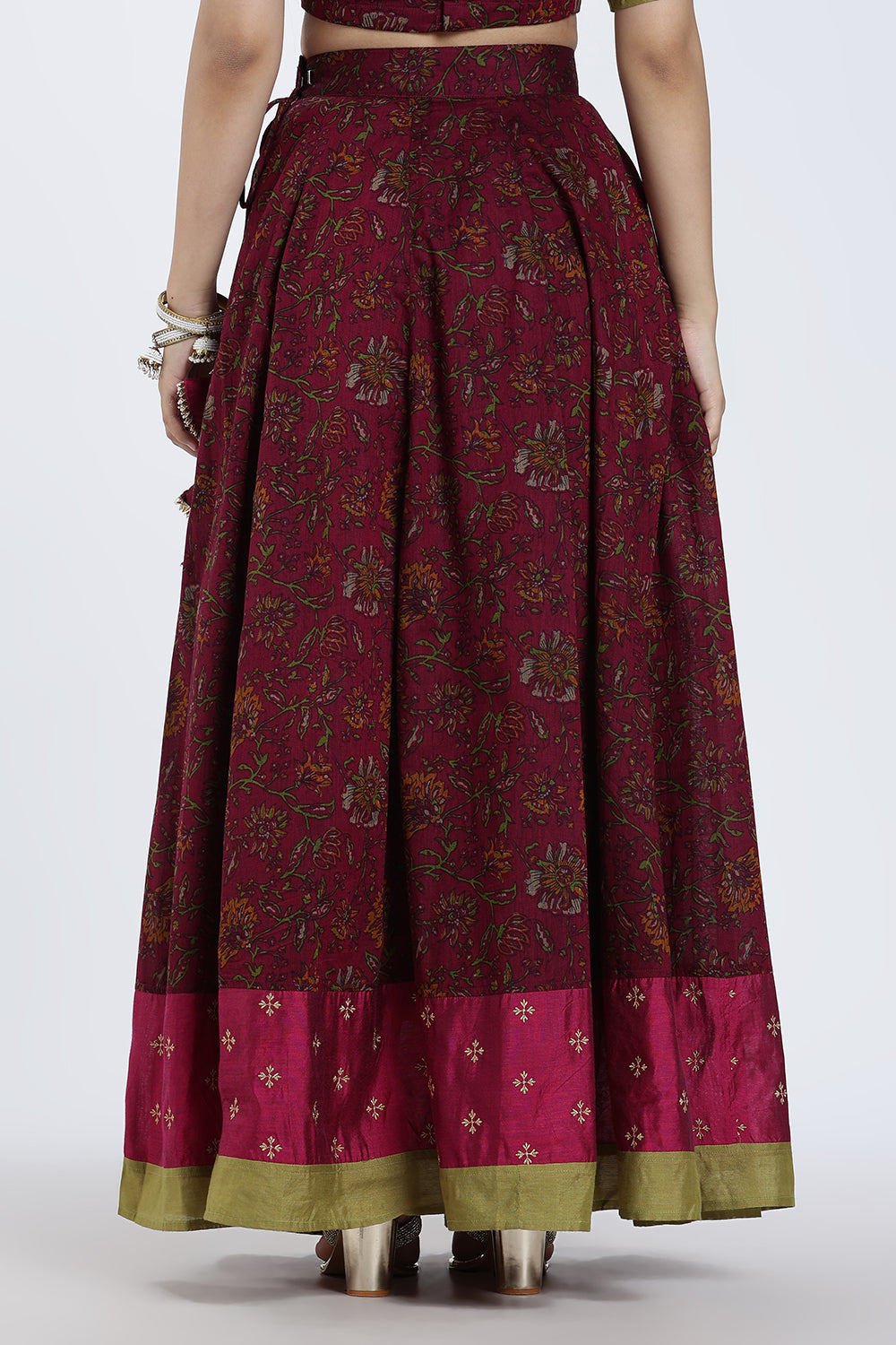 Mythri Women’s Lehenga Set – Cotton Blend Floral Printed Skirt & Top with Embroidery | Festive Wear Lehenga Choli - ST08