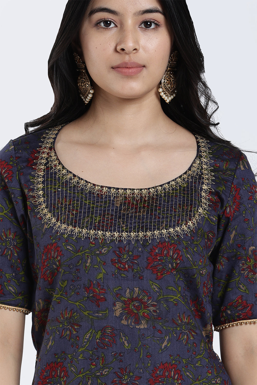 Mythri Women’s Festive Co-Ord Set – Cotton Blend Ethnic Top & Flared Skirt Set with Lace, Zari & Bead Detailing | Indo-Western Festive Wear for Women - ST09