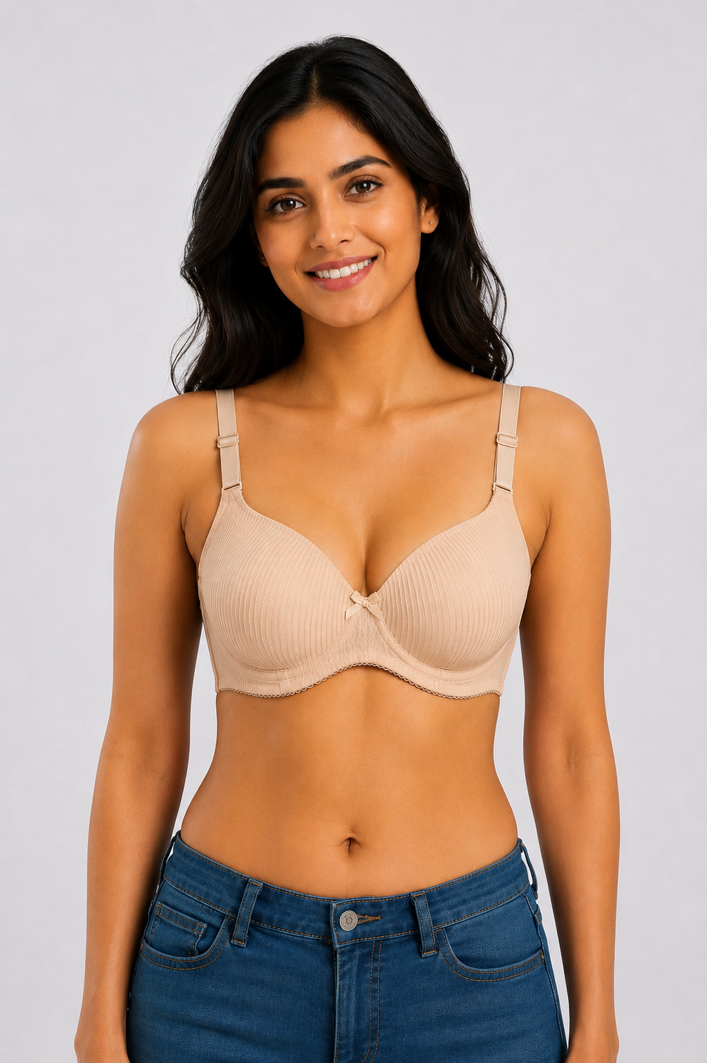 Women's Heavy Push-Up Shimmer Bra | Underwired Seamless Padded Bra for Women | Low Coverage Cotton Blend Fashion Bra - 828