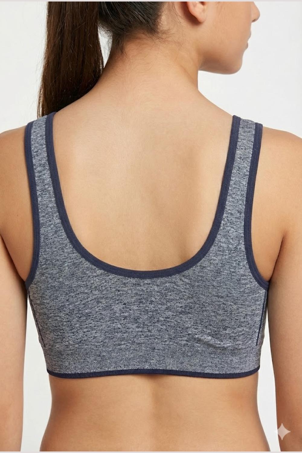 Teen Girls' Cotton-Blend Padded Sports Bra | Seamless, Removable Pads, Everyday Comfort Bra - 1537