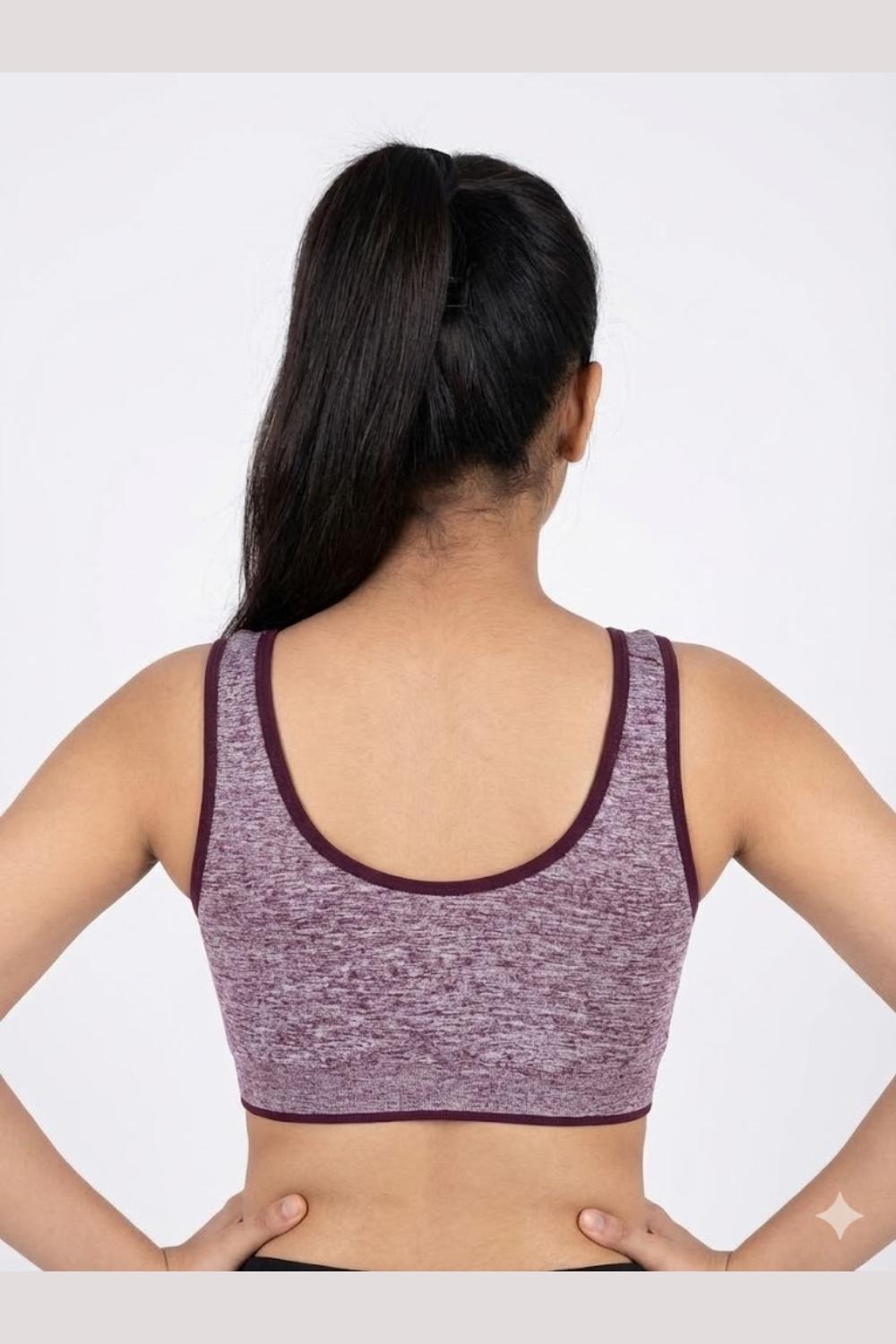 Teen Girls' Cotton-Blend Padded Sports Bra | Seamless, Removable Pads, Everyday Comfort Bra - 1537