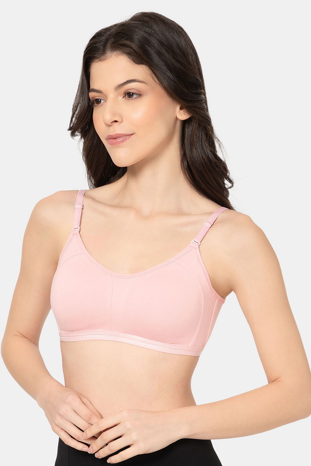 Teen Girls Cotton Blend Medium-Impact Sports Bra | Non-Wired, Seamless Beginner Bra -BB07