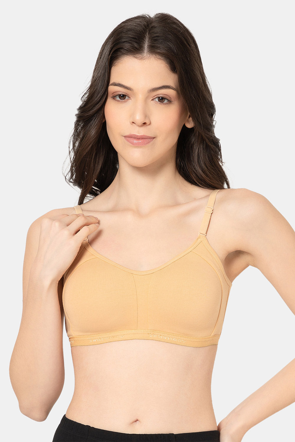 Teen Girls Cotton Blend Medium-Impact Sports Bra | Non-Wired, Seamless Beginner Bra -BB07