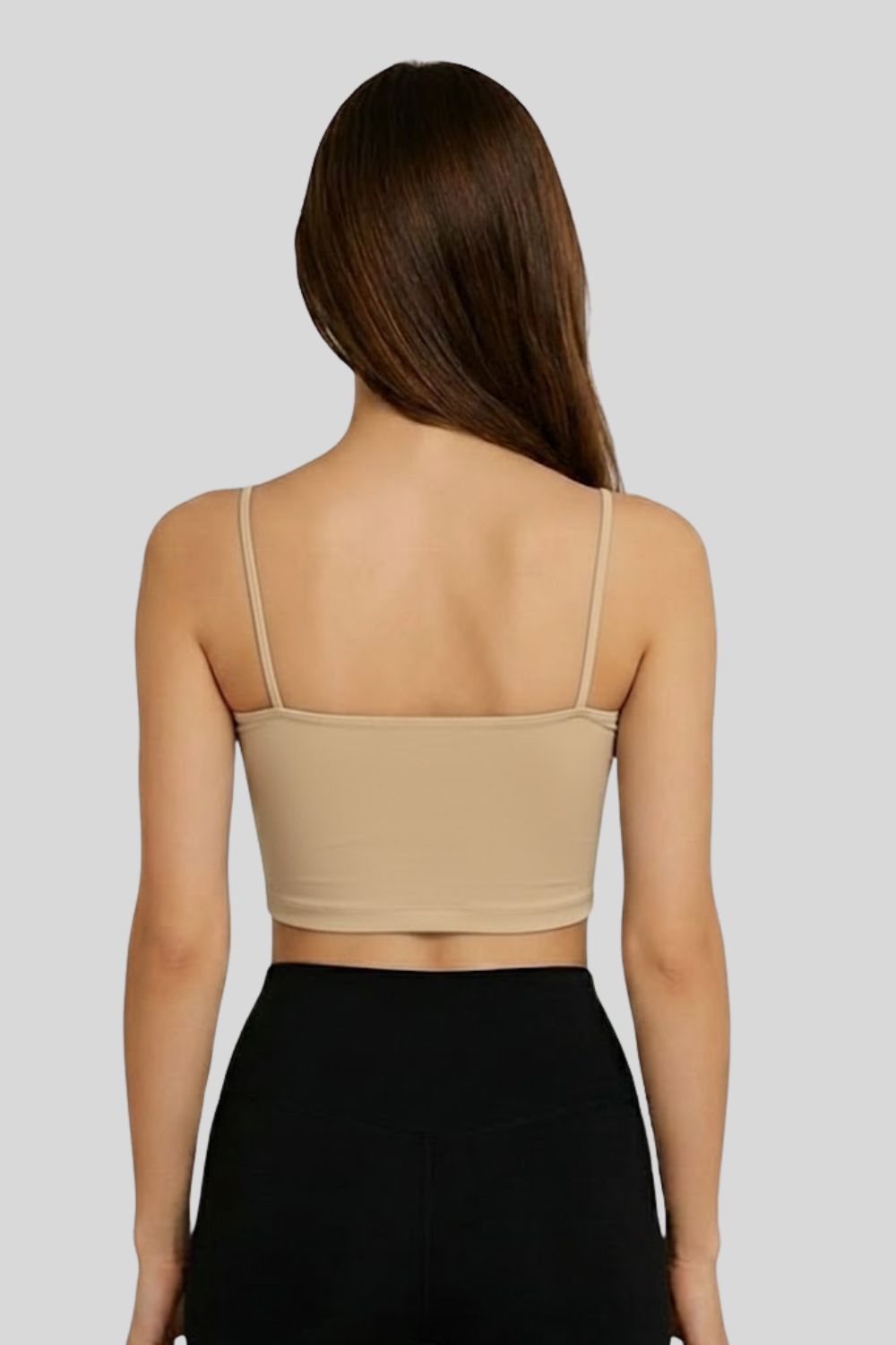 Teen Girls’ Full-Coverage Sport Bra – Seamless Crop-Slip Design with Spaghetti Straps & Soft Fit - 1888