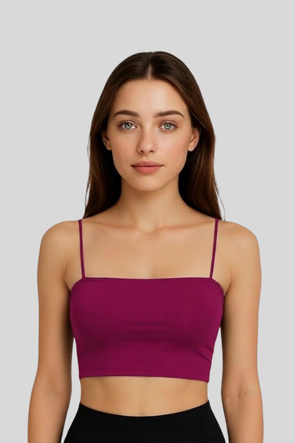 Teen Girls’ Full-Coverage Sport Padded Bra – Seamless Crop-Slip Design with Spaghetti Straps & Soft Fit - 1888