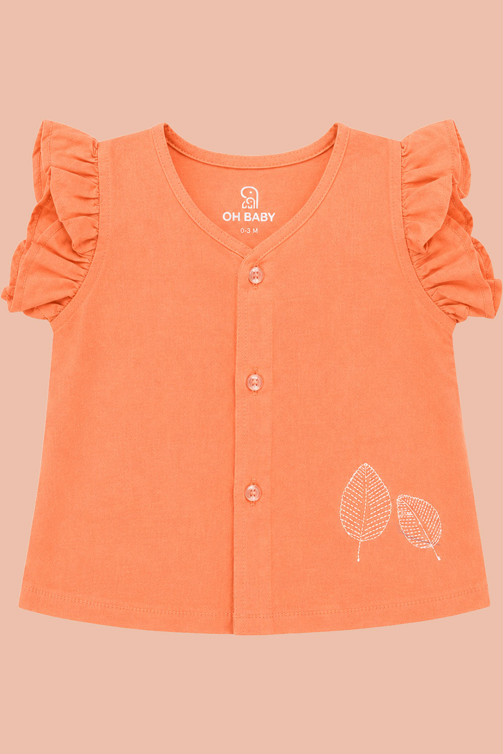 Oh Baby 100% Pure Cotton Everyday Comfort Baby Vest – Soft Breathable Infant Innerwear for Newborn Boys & Girls - Peach - VS05