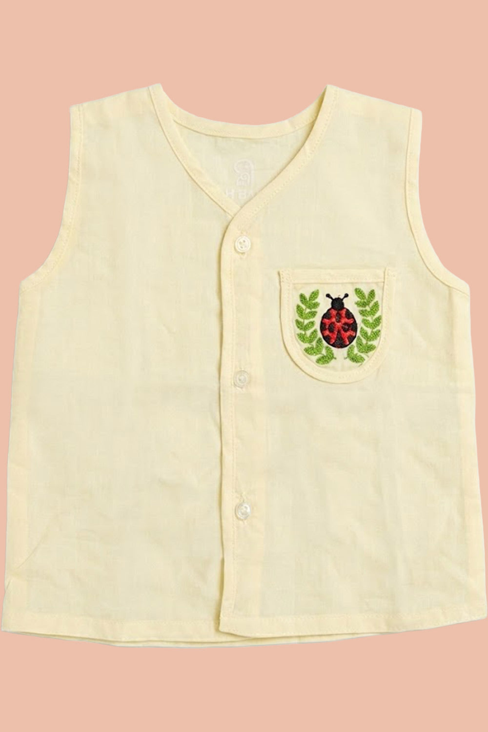 Oh Baby 100% Pure Cotton Everyday Comfort Baby Vest – Soft Breathable Infant Innerwear for Newborn Boys & Girls - Off White - VS06