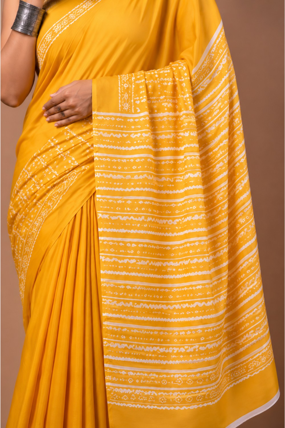 Women’s Mustard Pure Cotton Printed Saree with Blouse – Jaipur Print Traditional Cotton Saree for Women - WS05