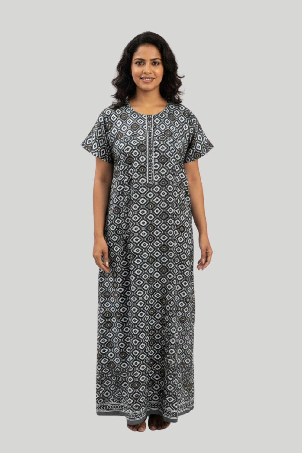 Women's Nighty Cotton Blend Full Length Printed Night Dress Comfortable Sleepwear for Women - 521B