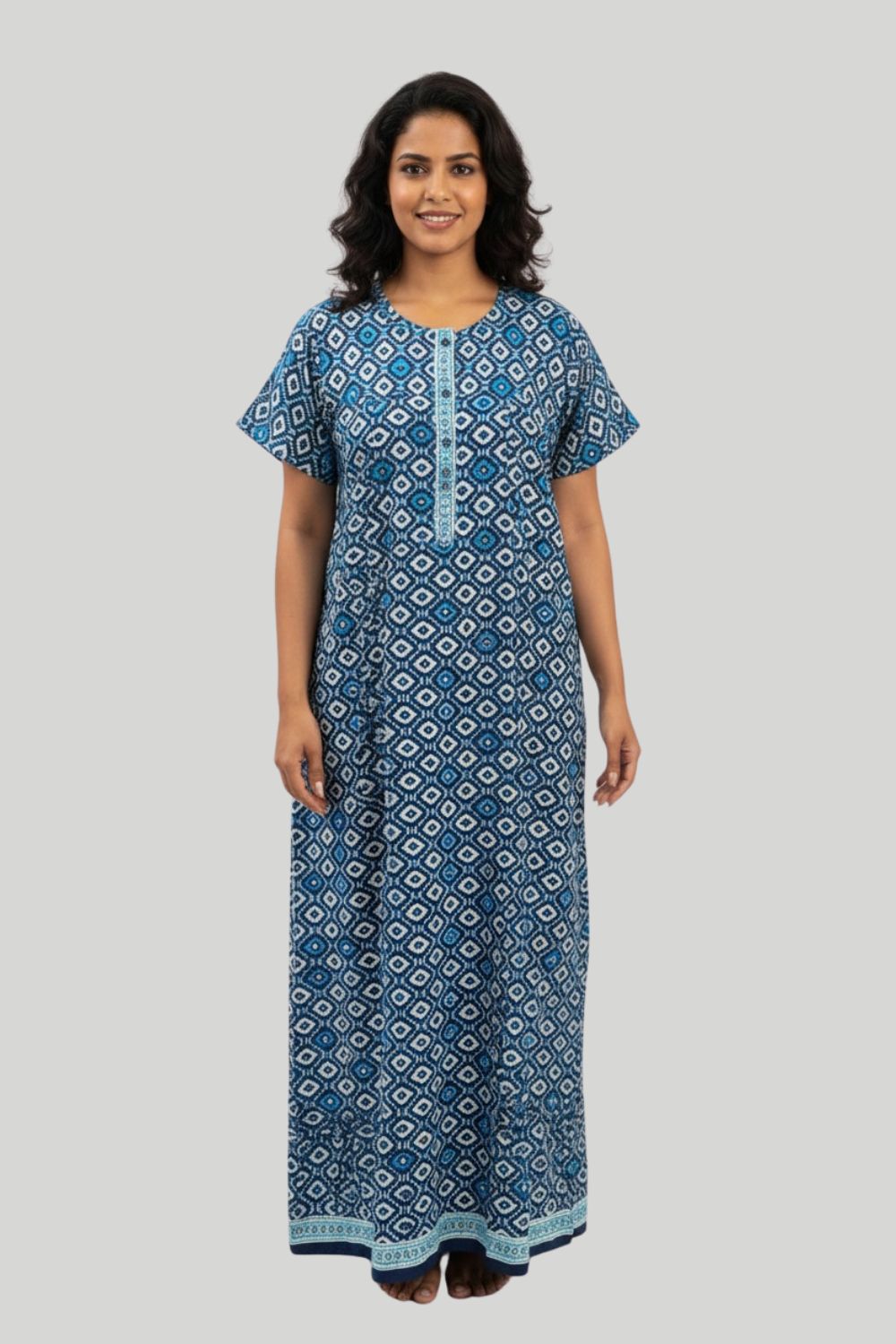 Women's Nighty Cotton Blend Full Length Printed Night Dress Comfortable Sleepwear for Women - 521B