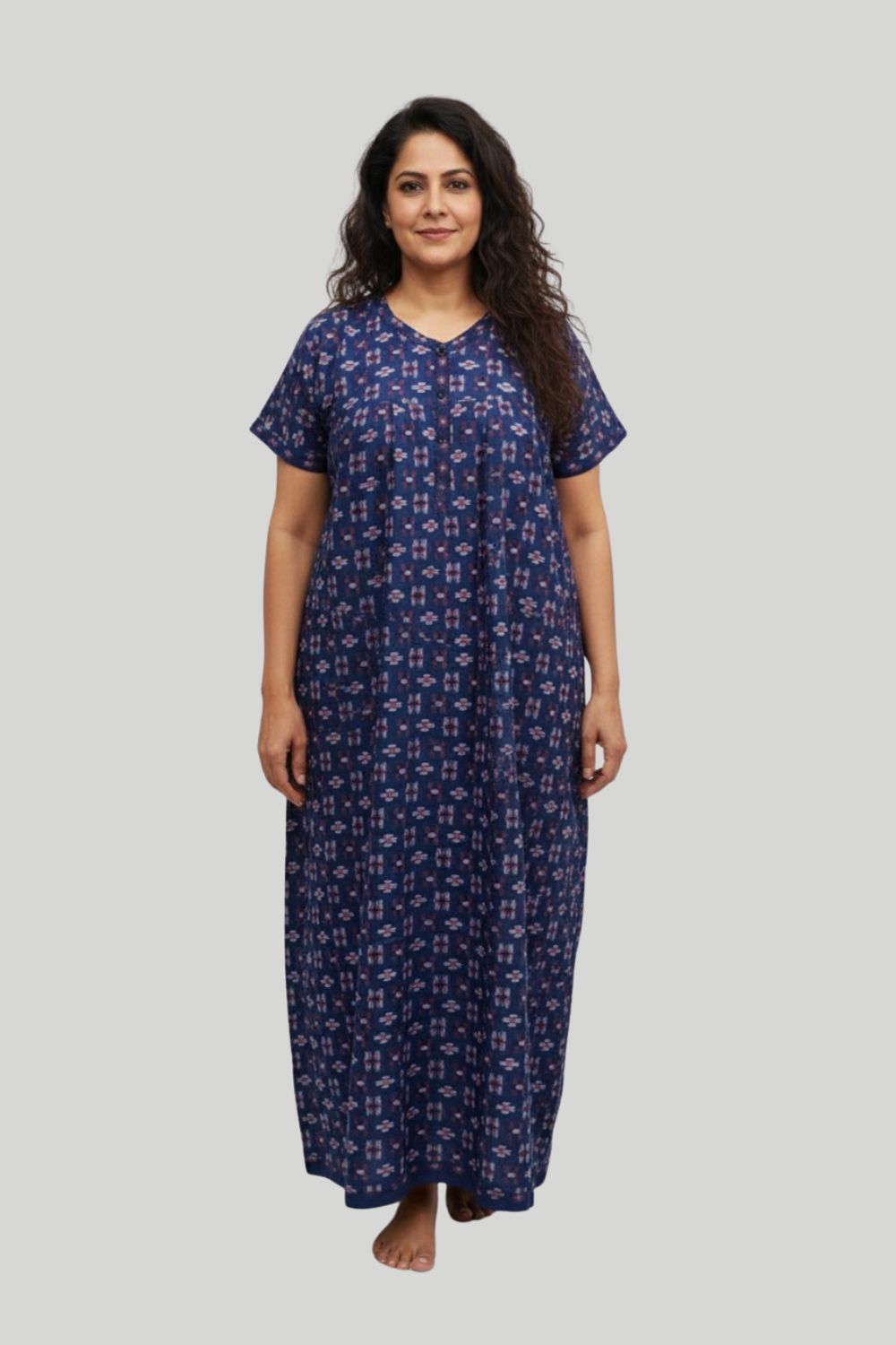 Women's Nighty Cotton Blend Full Length Printed Night Dress Comfortable Sleepwear for Women - 521C