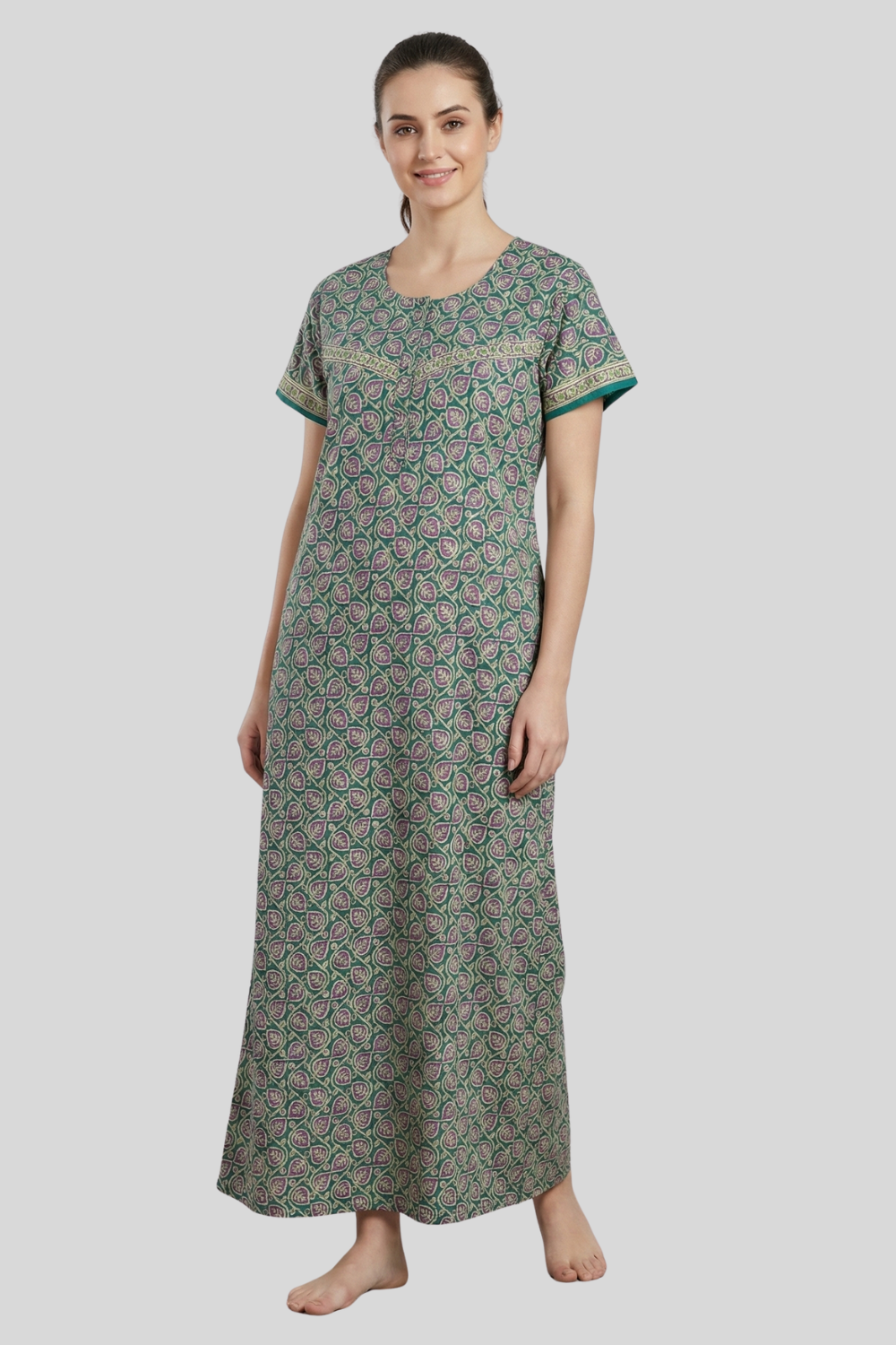 Women's Nighty Cotton Blend Full Length Printed Night Dress Comfortable Sleepwear for Women - 531A