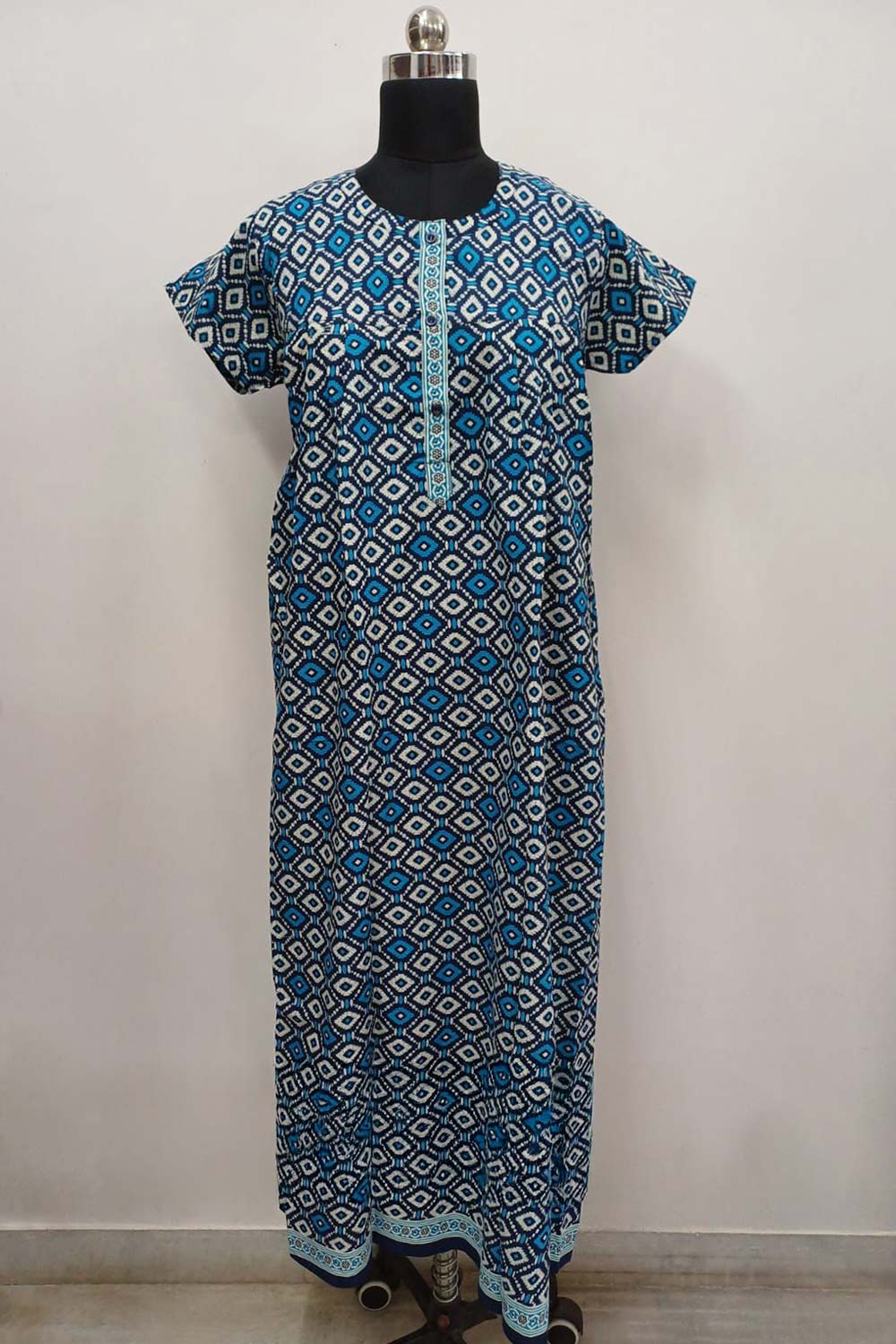 Women's Nighty Cotton Blend Full Length Printed Night Dress Comfortable Sleepwear for Women - 521B