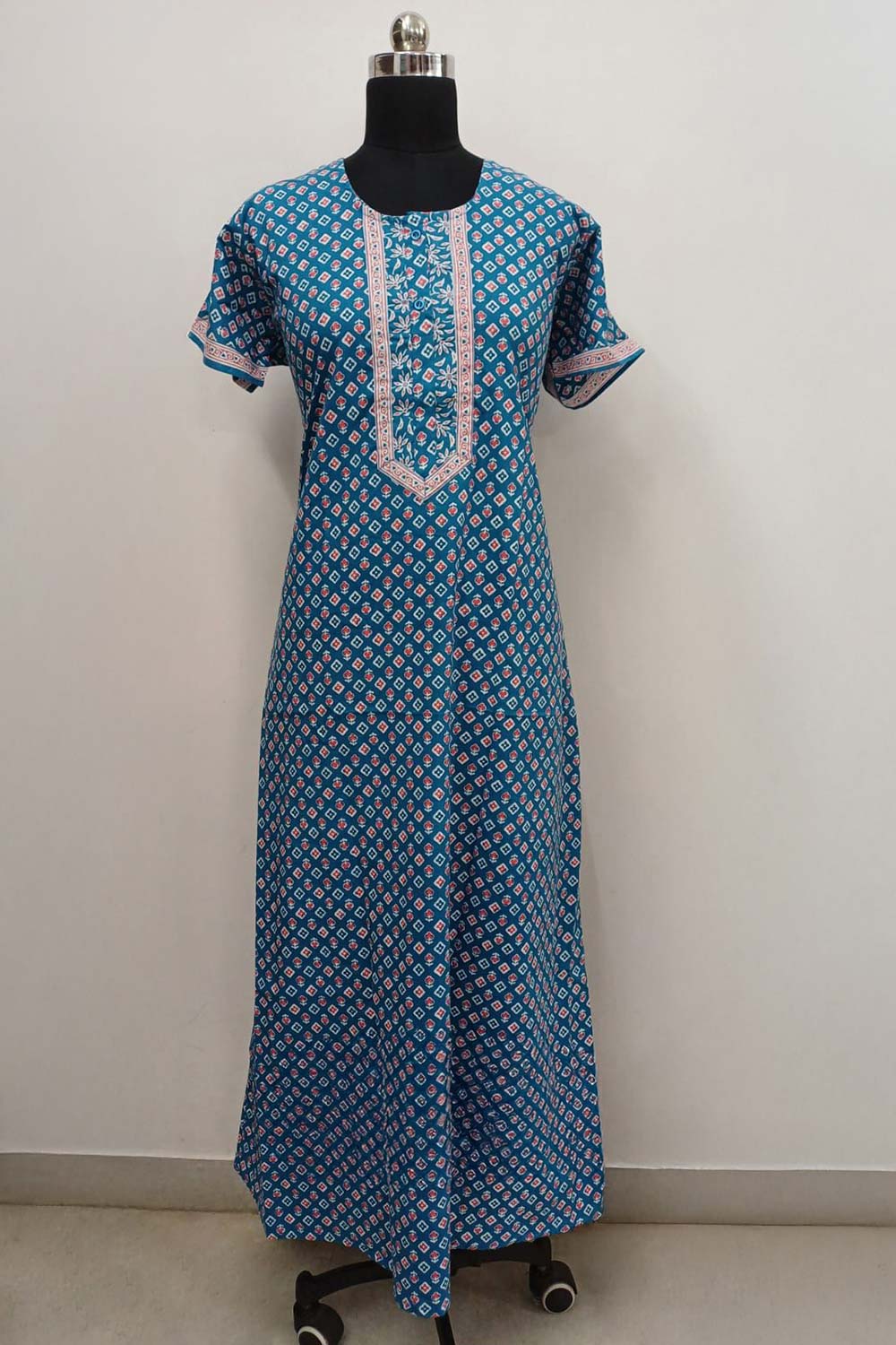 Women's Nighty Cotton Blend Full Length Printed Night Dress Comfortable Sleepwear for Women - 541B