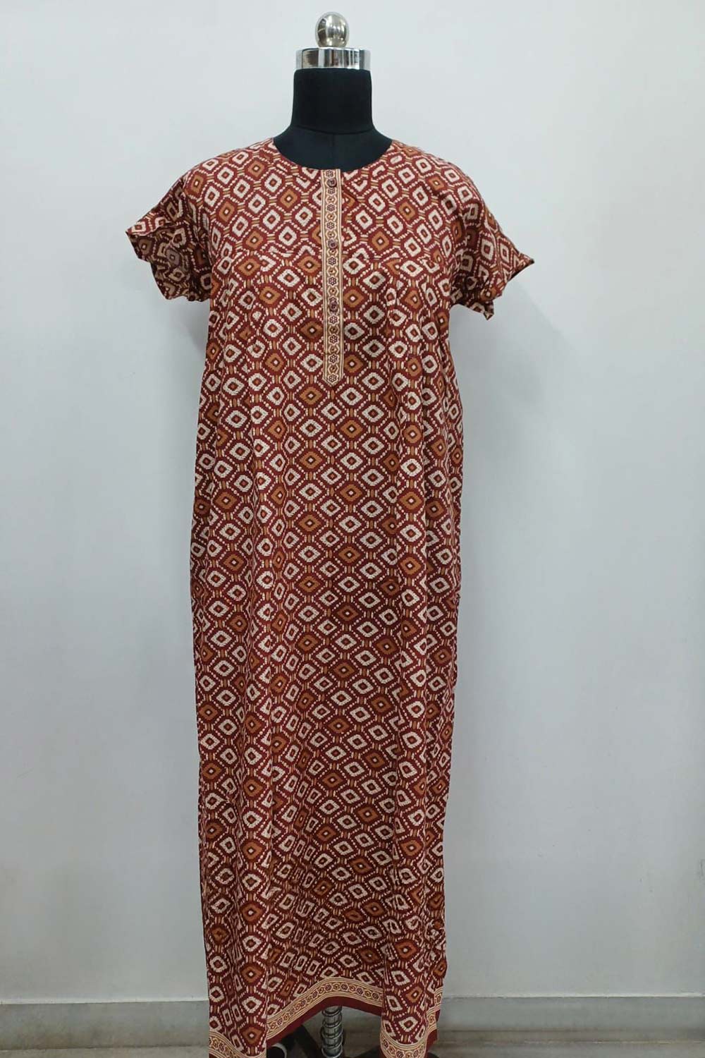 Women's Nighty Cotton Blend Full Length Printed Night Dress Comfortable Sleepwear for Women - 521B