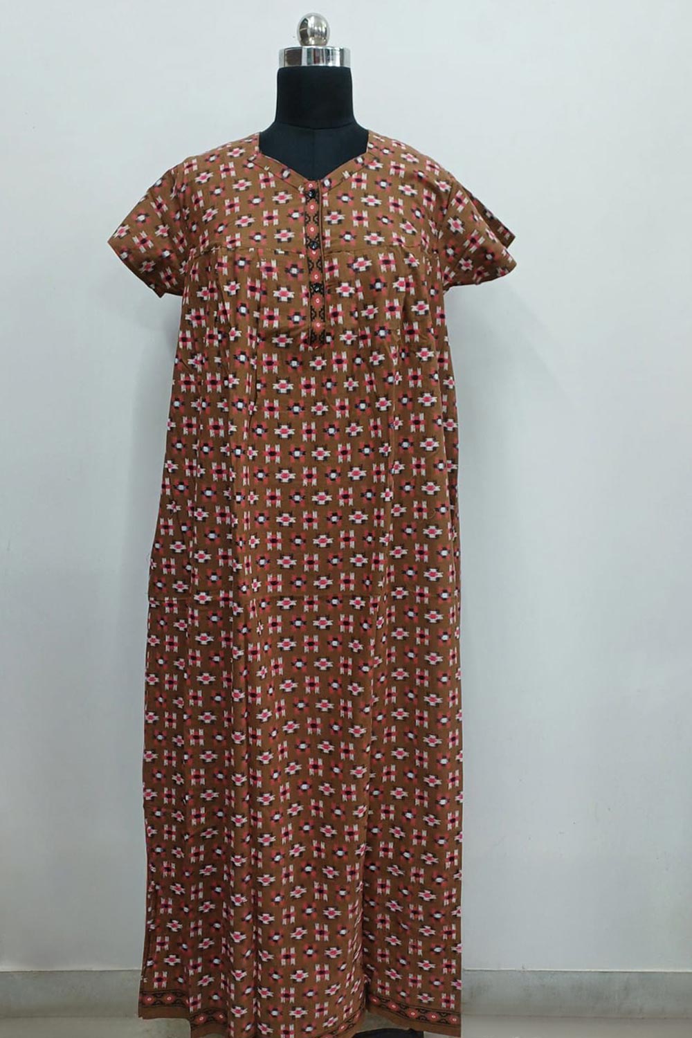 Women's Nighty Cotton Blend Full Length Printed Night Dress Comfortable Sleepwear for Women - 521C