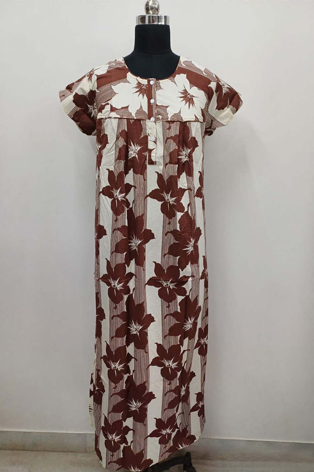 Women's Nighty Cotton Blend Full Length Printed Night Dress Comfortable Sleepwear for Women - 522B