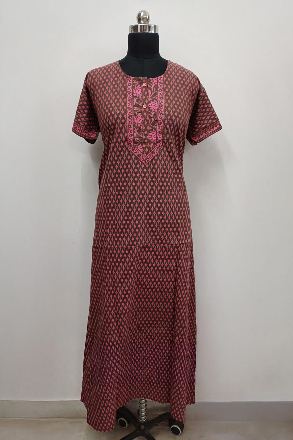 Women's Nighty Cotton Blend Full Length Printed Night Dress Comfortable Sleepwear for Women - 541C