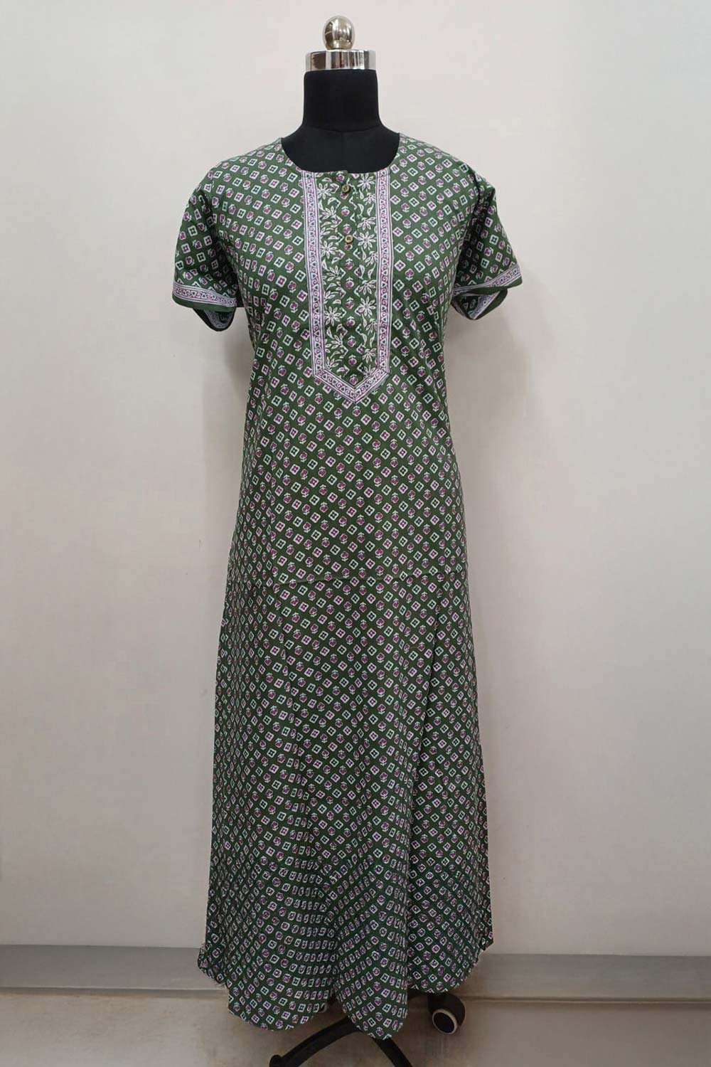 Women's Nighty Cotton Blend Full Length Printed Night Dress Comfortable Sleepwear for Women - 541B