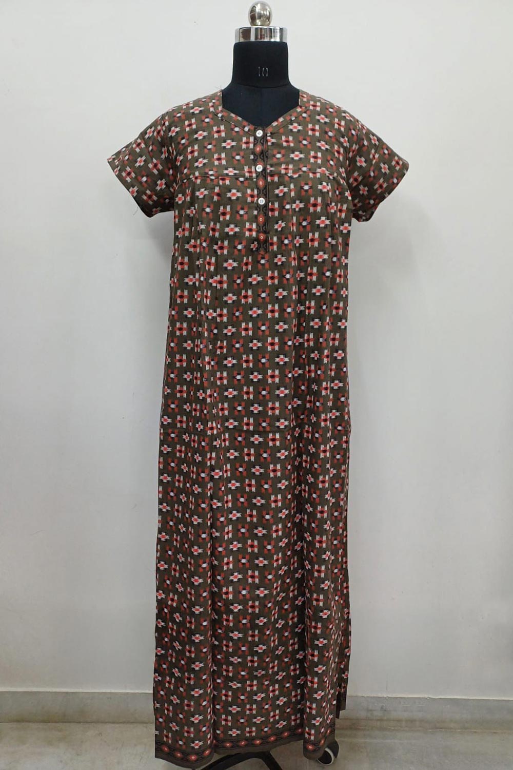 Women's Nighty Cotton Blend Full Length Printed Night Dress Comfortable Sleepwear for Women - 521C