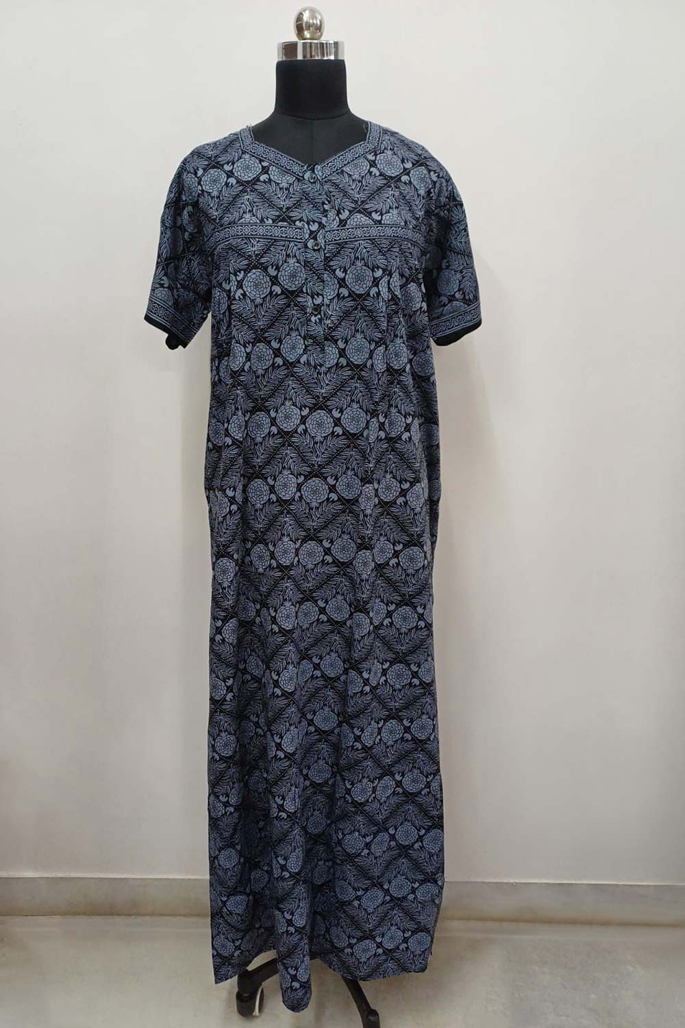 Women's Nighty Cotton Blend Full Length Printed Night Dress Comfortable Sleepwear for Women - 524B