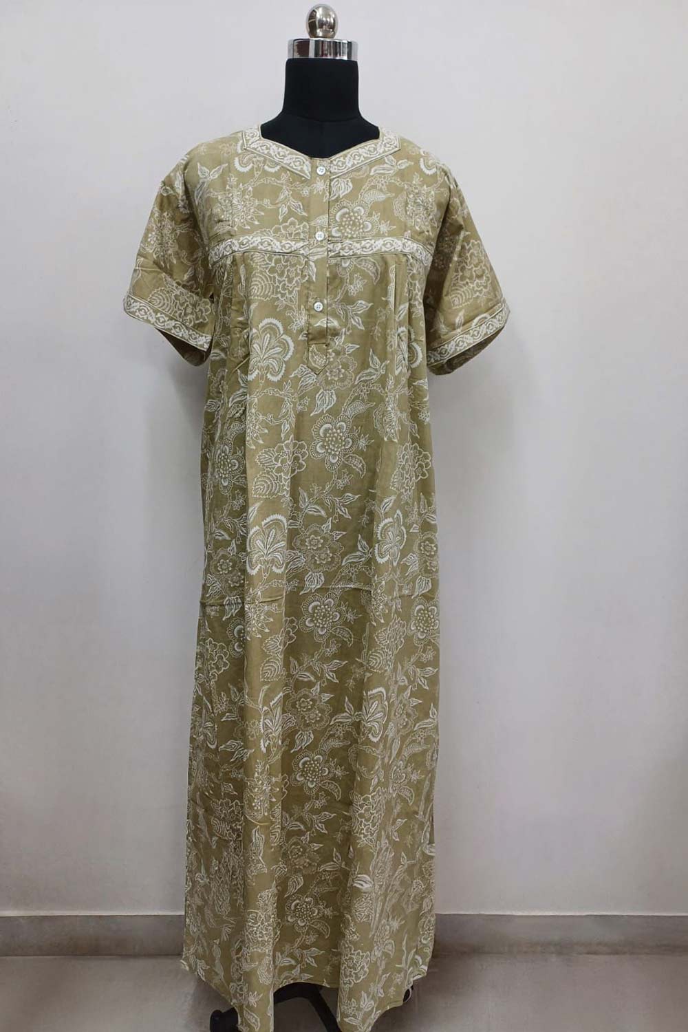 Women's Nighty Cotton Blend Full Length Printed Night Dress Comfortable Sleepwear for Women - 524D