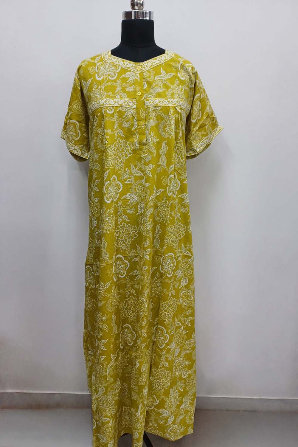 Women's Nighty Cotton Blend Full Length Printed Night Dress Comfortable Sleepwear for Women - 524D