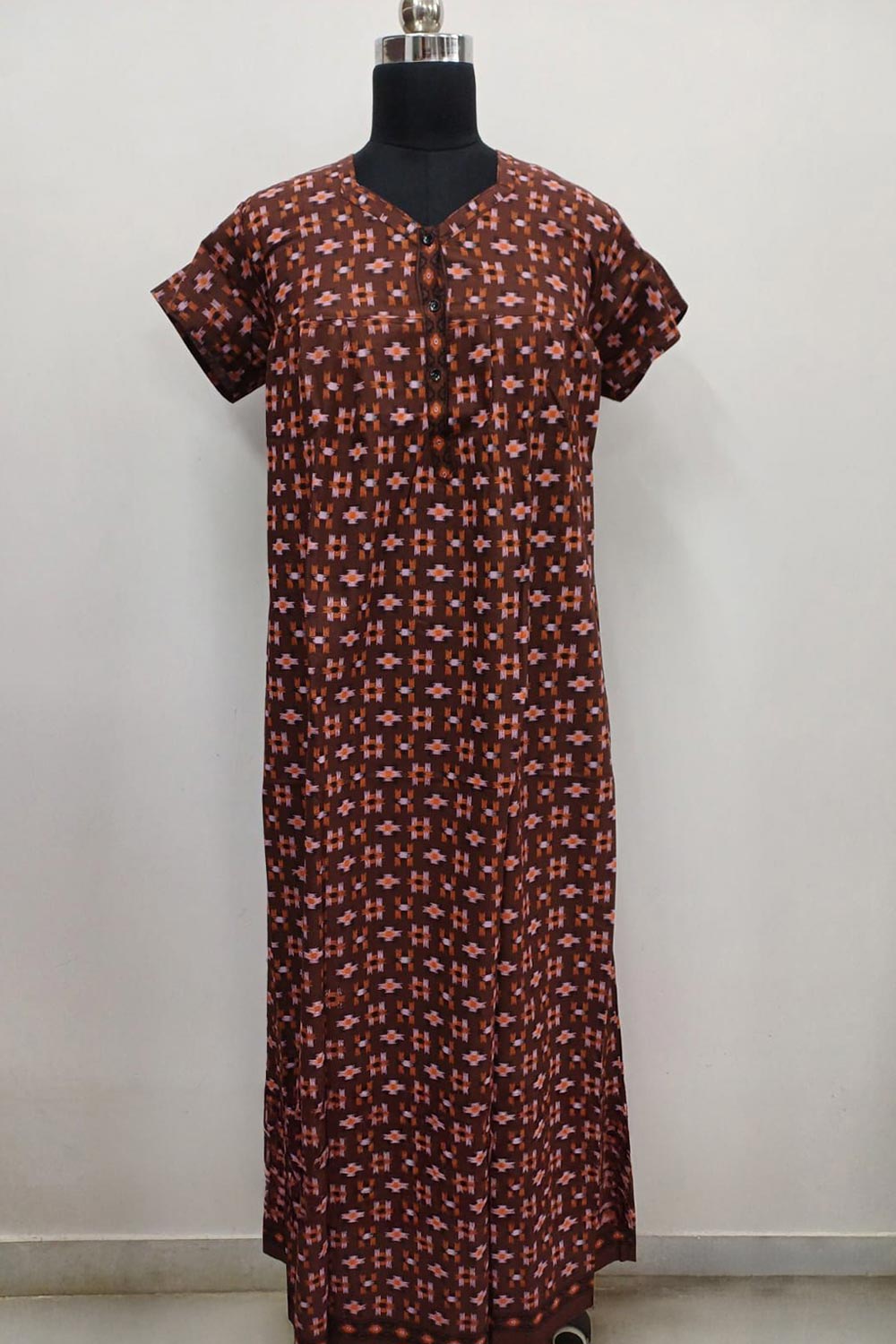 Women's Nighty Cotton Blend Full Length Printed Night Dress Comfortable Sleepwear for Women - 521C