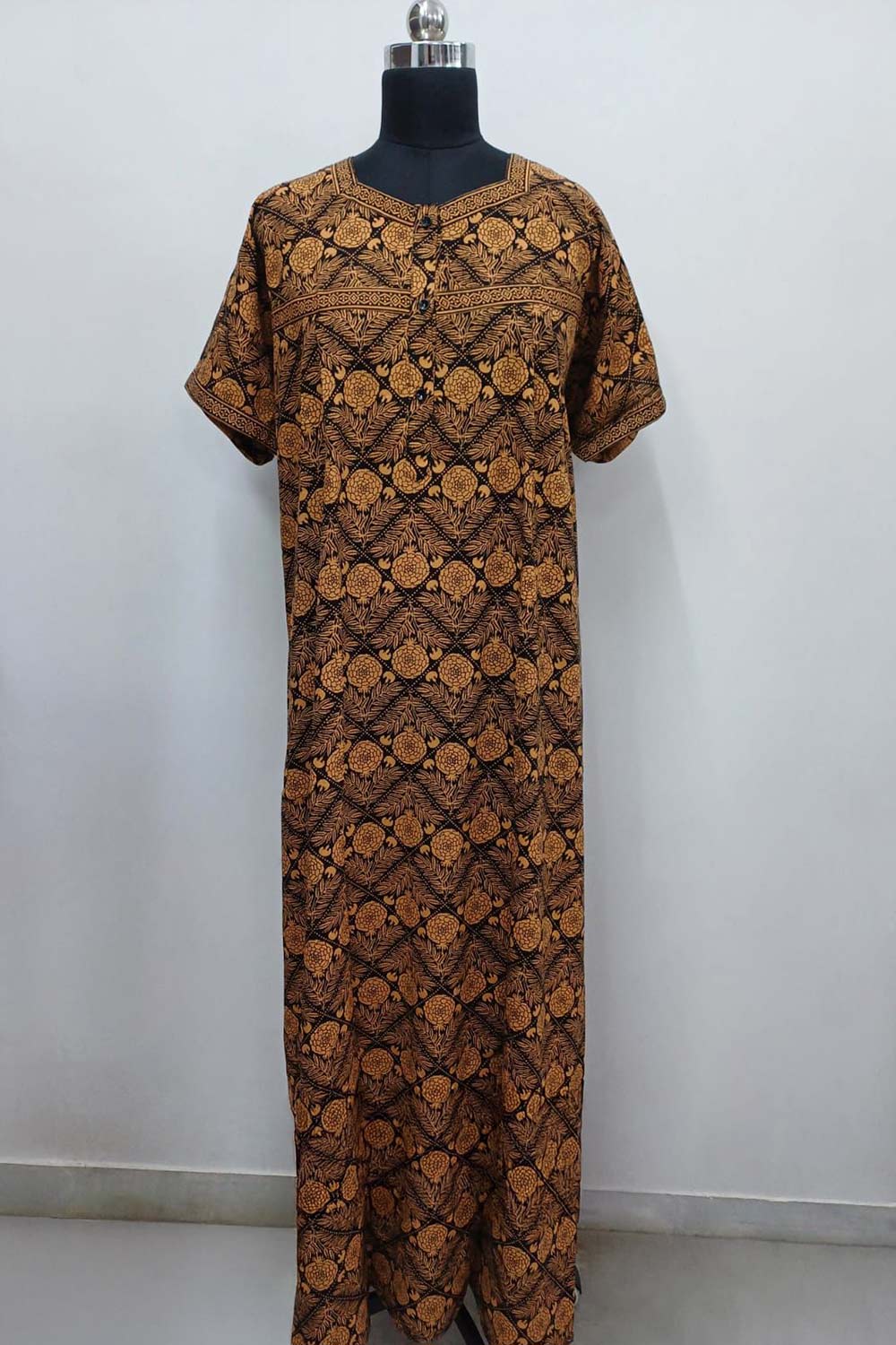 Women's Nighty Cotton Blend Full Length Printed Night Dress Comfortable Sleepwear for Women - 524B