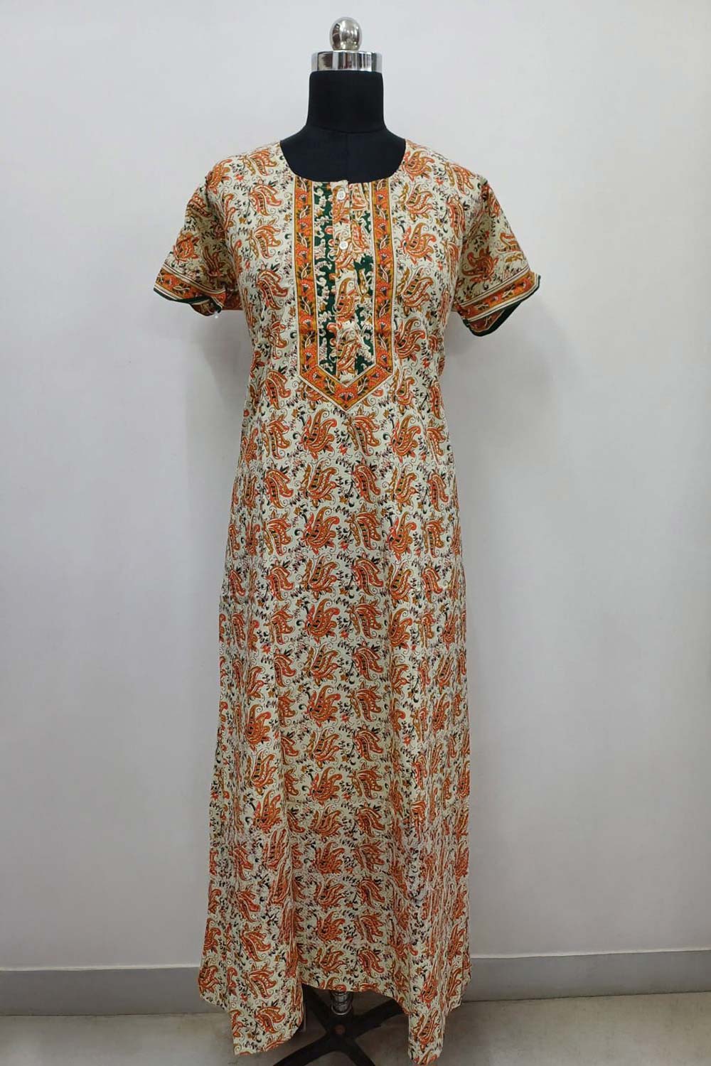 Women's Nighty Cotton Blend Full Length Printed Night Dress Comfortable Sleepwear for Women - 541D