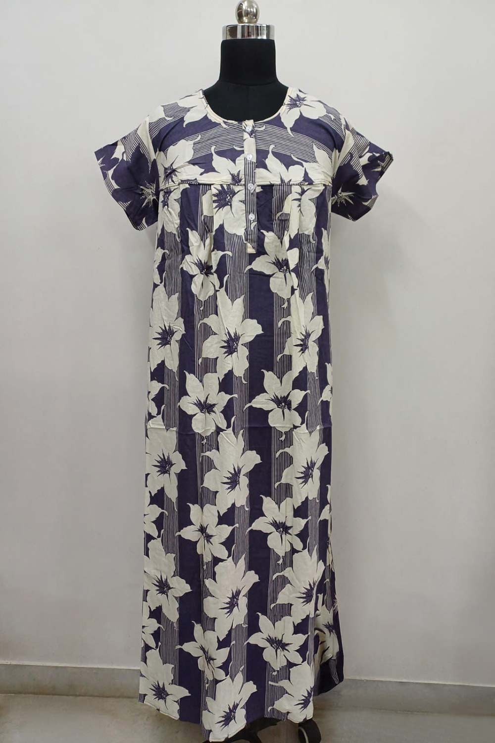 Women's Nighty Cotton Blend Full Length Printed Night Dress Comfortable Sleepwear for Women - 522B