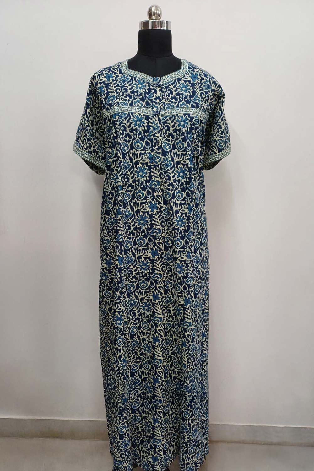 Women's Nighty Cotton Blend Full Length Printed Night Dress Comfortable Sleepwear for Women - 524A