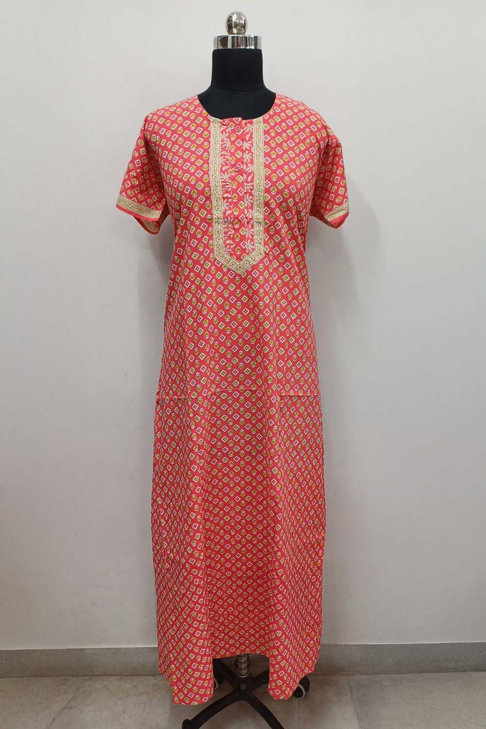 Women's Nighty Cotton Blend Full Length Printed Night Dress Comfortable Sleepwear for Women - 541B