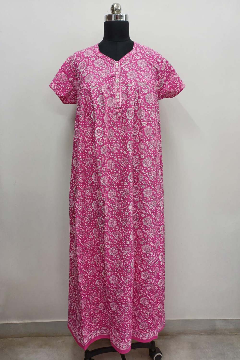 Women's Nighty Cotton Blend Full Length Printed Night Dress Comfortable Sleepwear for Women - 521A