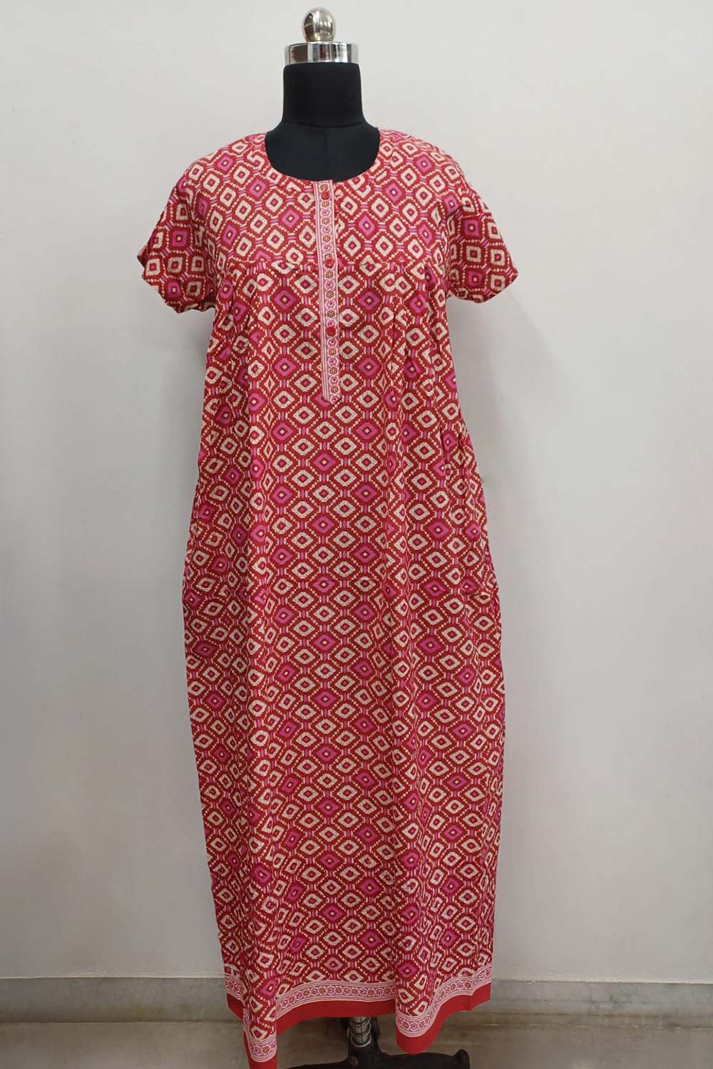 Women's Nighty Cotton Blend Full Length Printed Night Dress Comfortable Sleepwear for Women - 521B