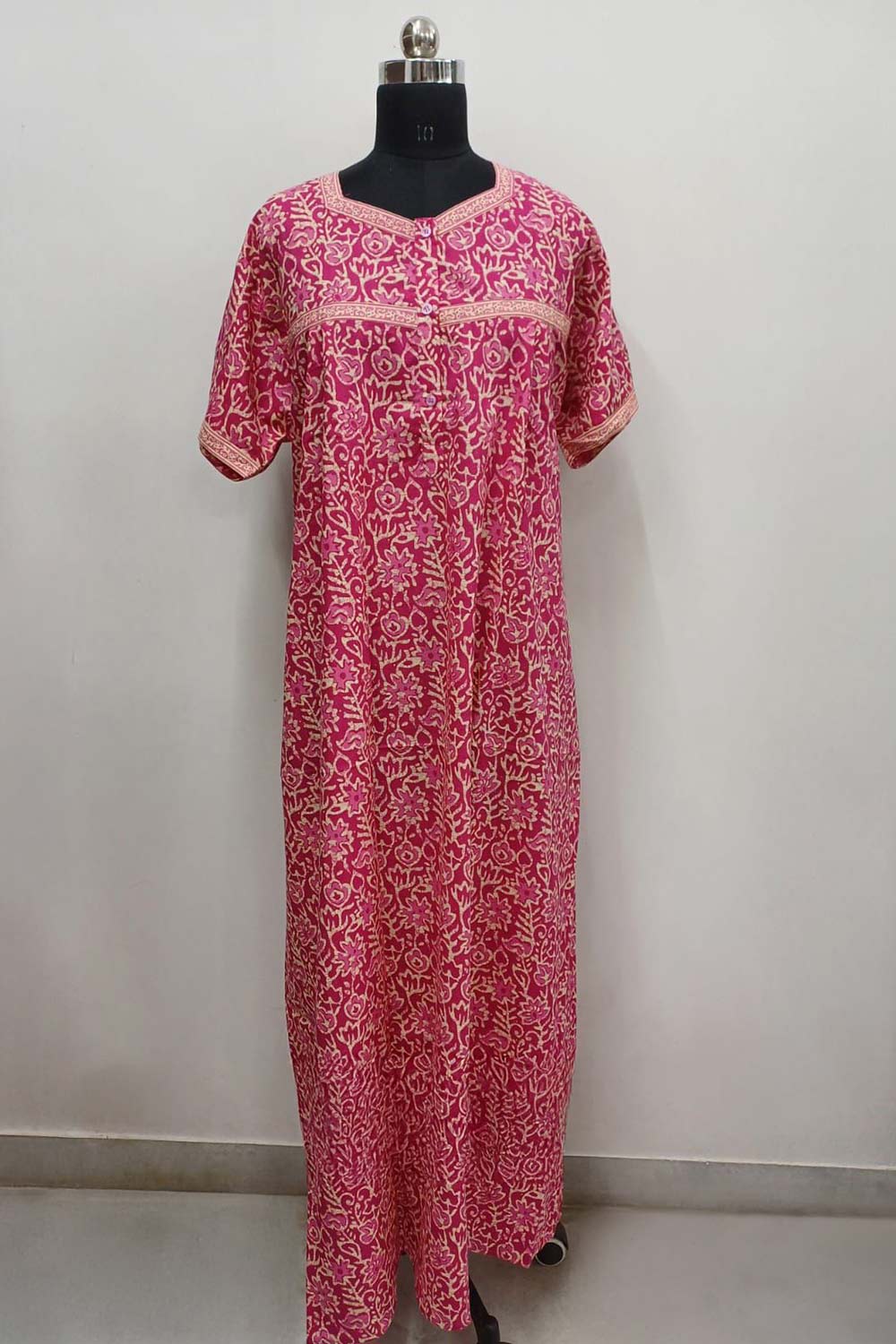 Women's Nighty Cotton Blend Full Length Printed Night Dress Comfortable Sleepwear for Women - 524A