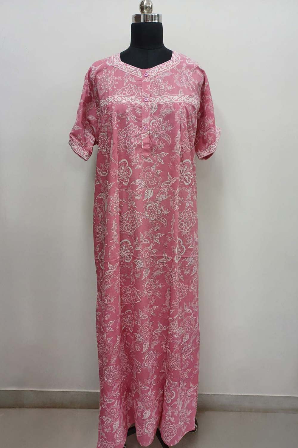 Women's Nighty Cotton Blend Full Length Printed Night Dress Comfortable Sleepwear for Women - 524D