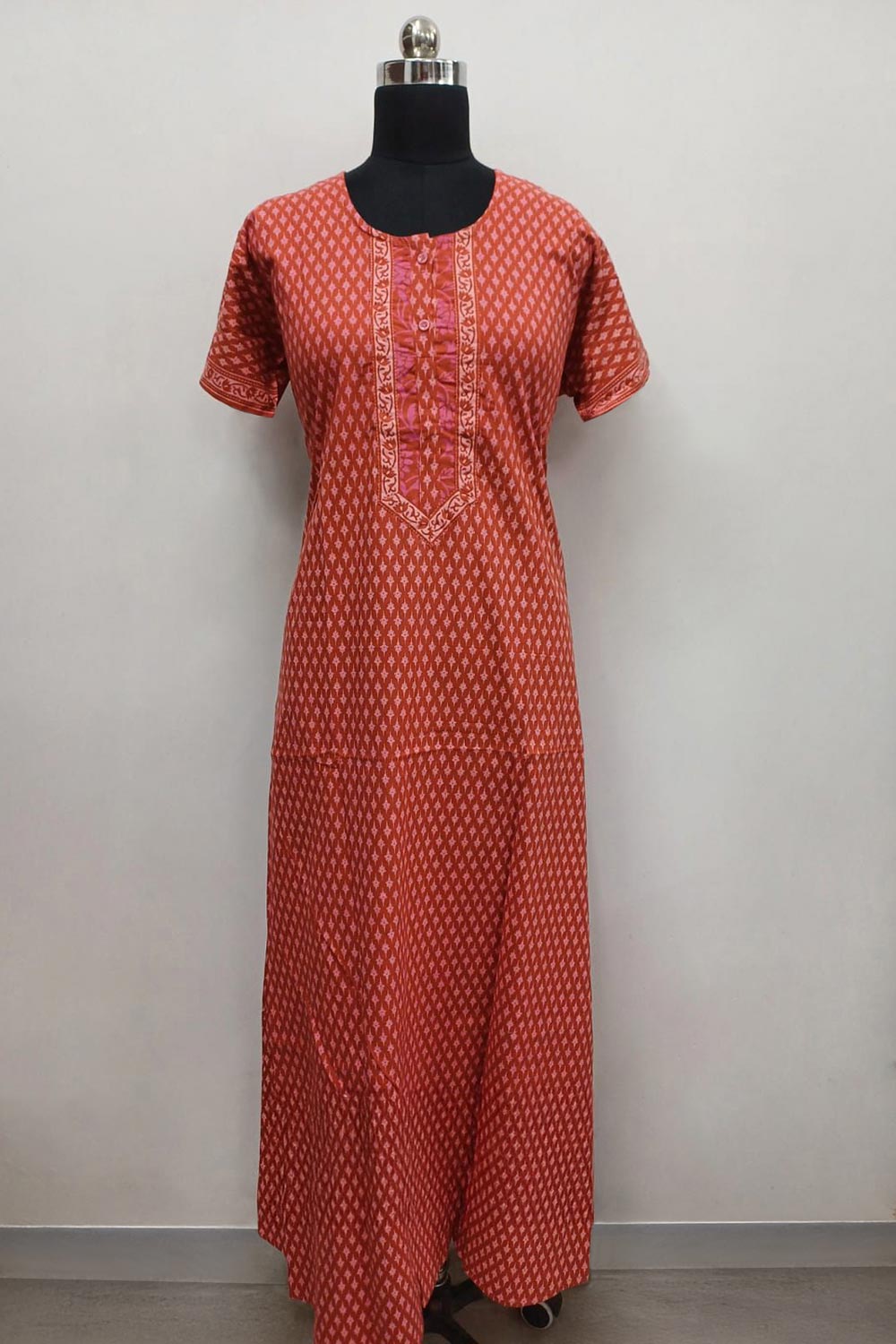 Women's Nighty Cotton Blend Full Length Printed Night Dress Comfortable Sleepwear for Women - 541C