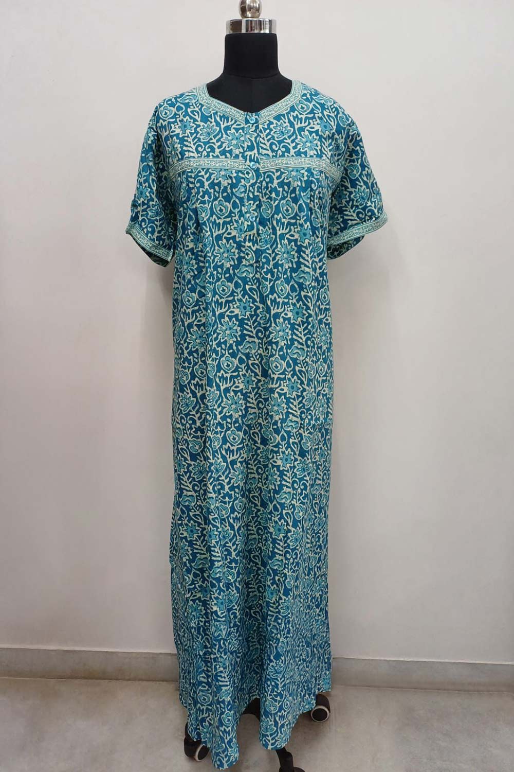 Women's Nighty Cotton Blend Full Length Printed Night Dress Comfortable Sleepwear for Women - 524A