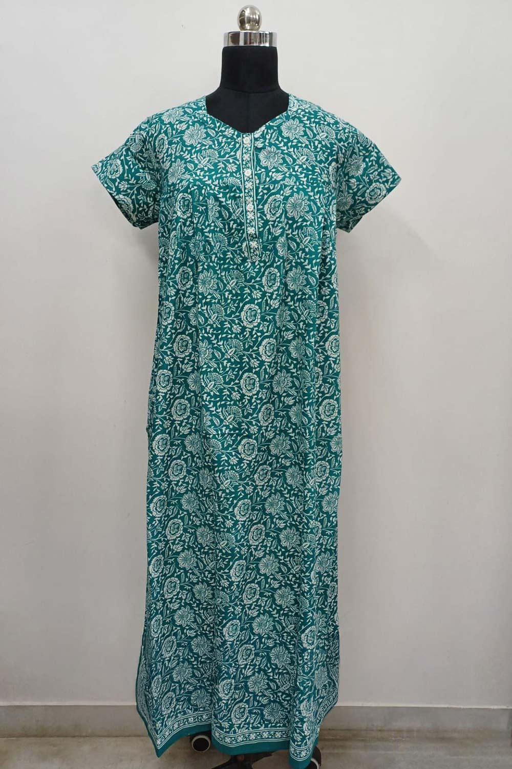 Women's Nighty Cotton Blend Full Length Printed Night Dress Comfortable Sleepwear for Women - 521A