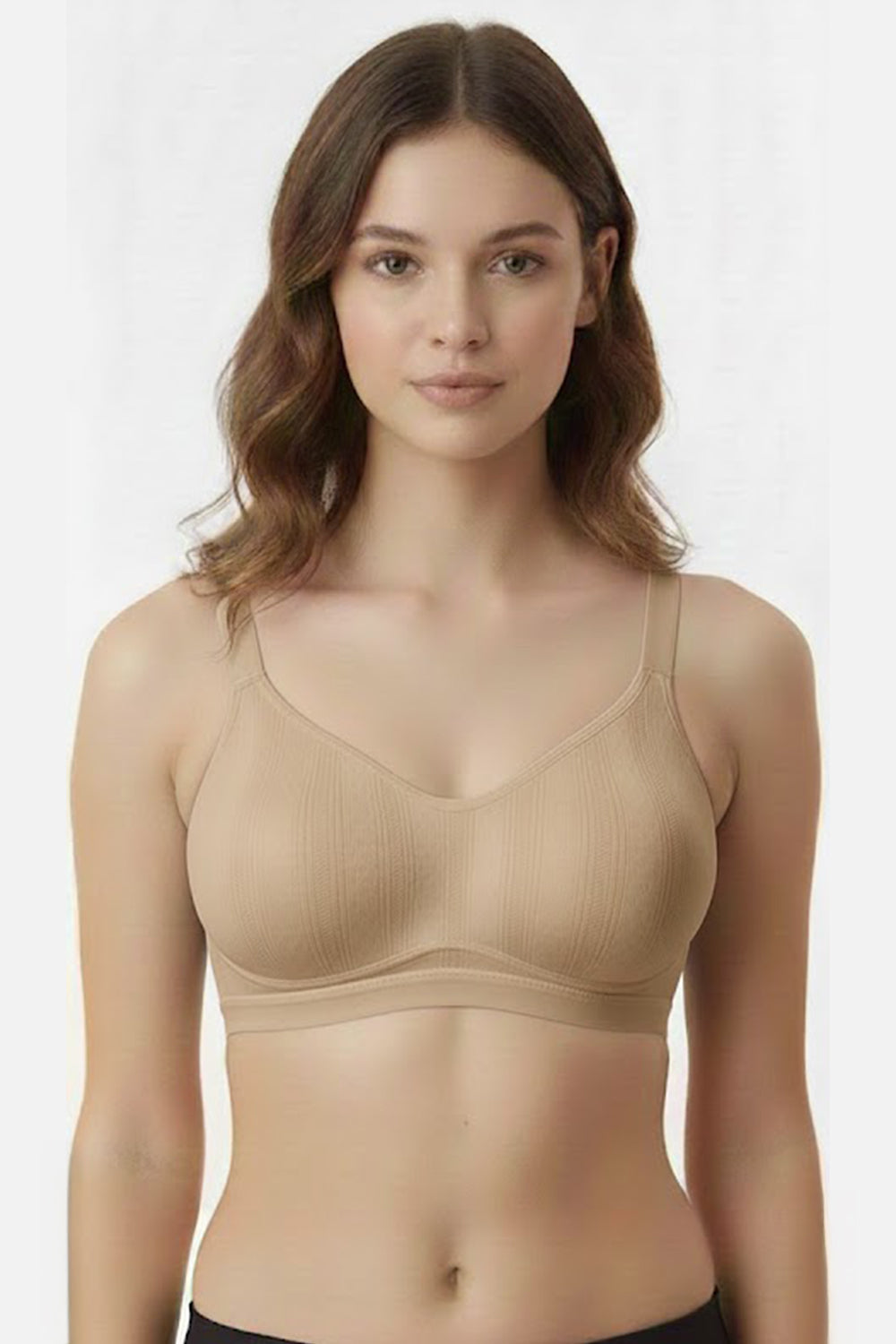 Women's Padded Cotton-Blend Bra – Medium Coverage, Seamless & Sweat-Absorbent Comfort - 7830