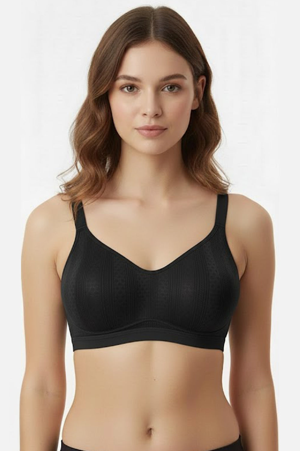 Women's Padded Cotton-Blend Bra – Medium Coverage, Seamless & Sweat-Absorbent Comfort - 7830
