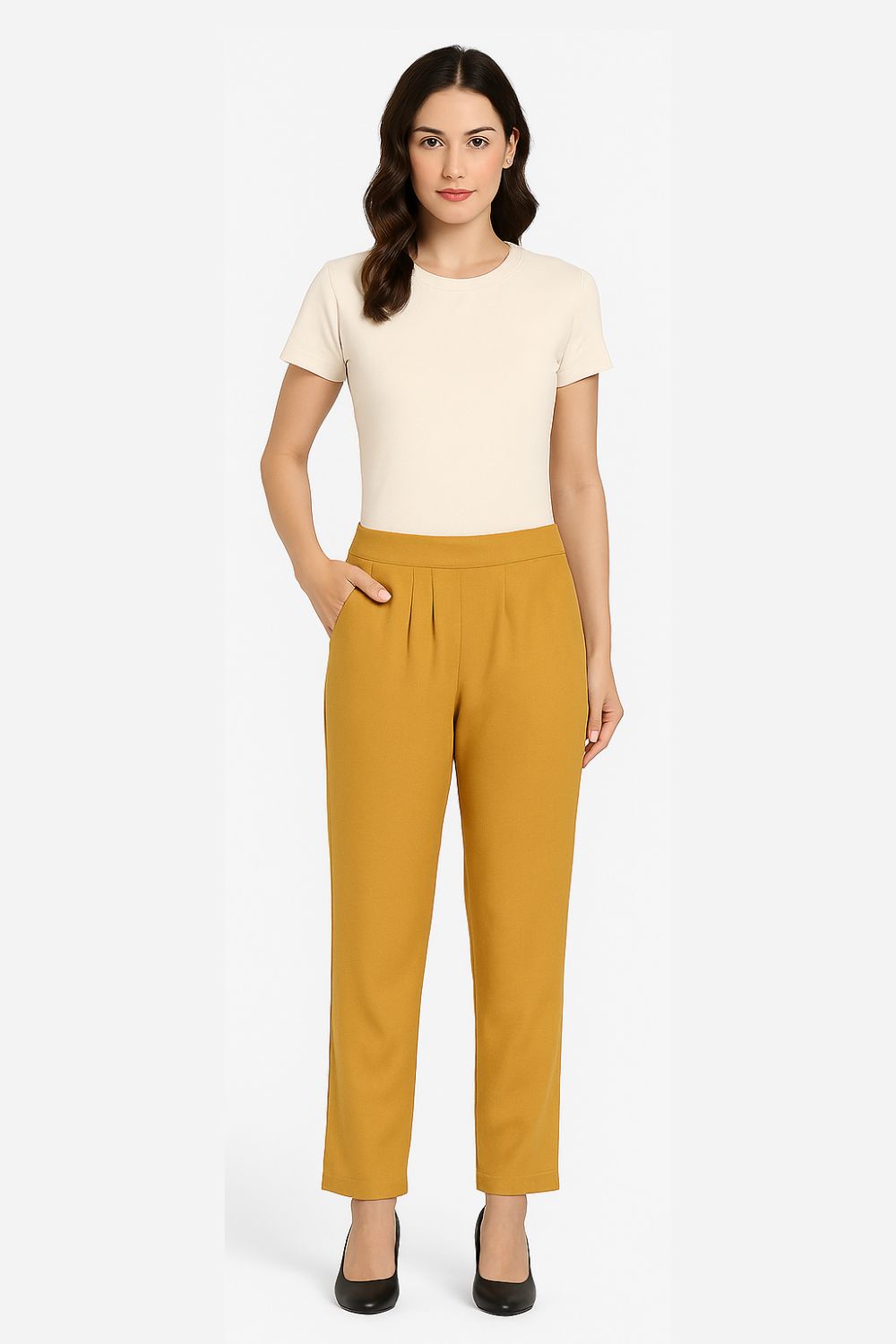 Women’s Straight Lycra Plain Pants | Stretchable Western Wear Trouser - LCPT