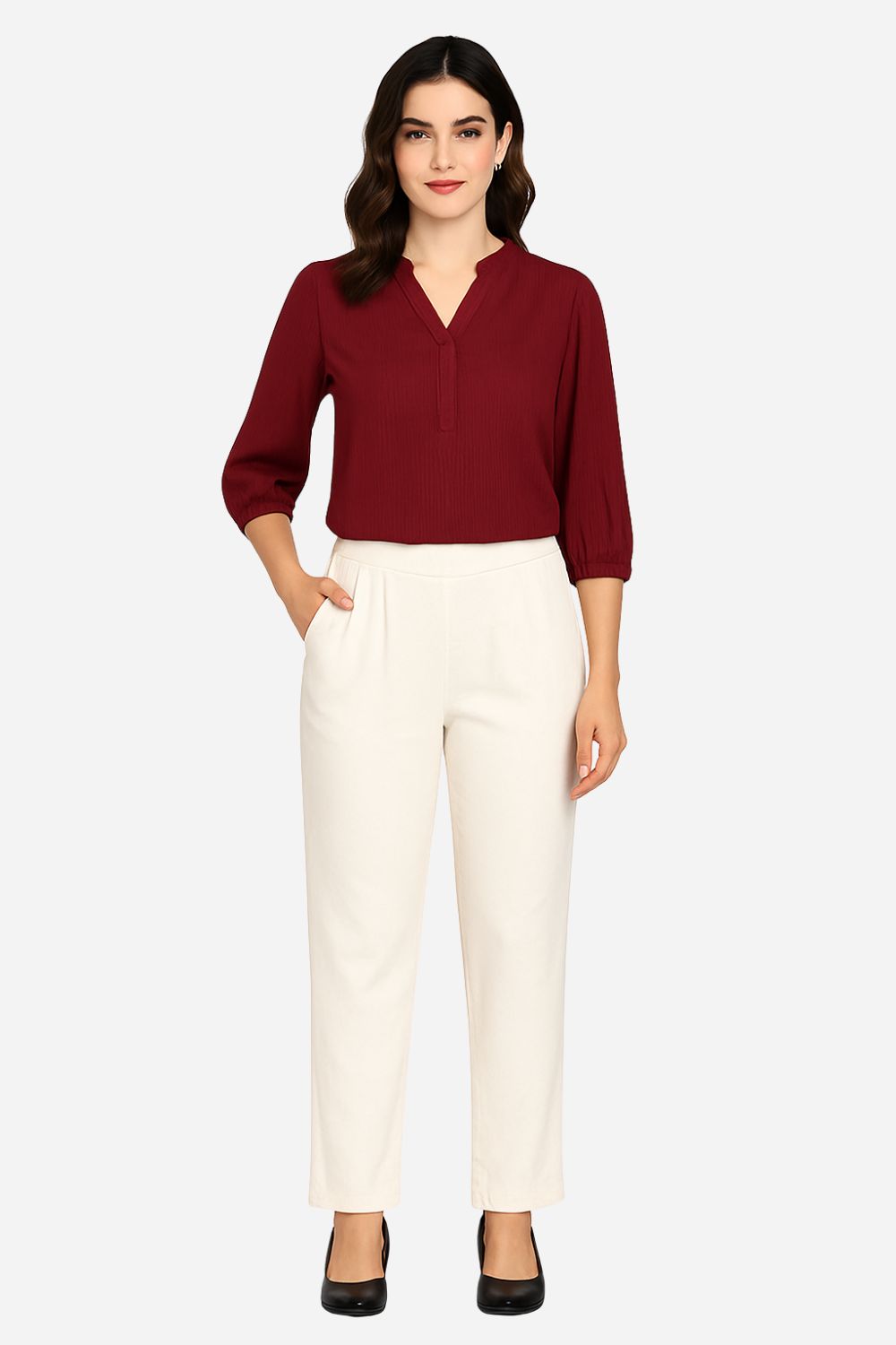 Women’s Straight Lycra Plain Pants | Stretchable Western Wear Trouser - LCPT