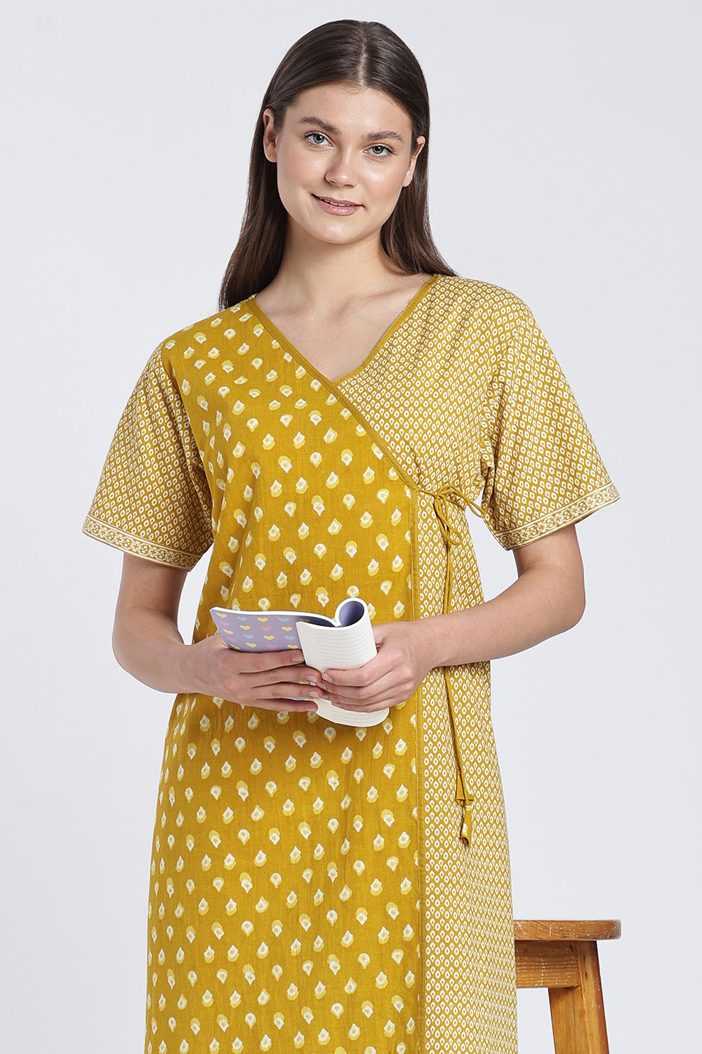 Naidu Hall Women’s Printed Cotton Nighty | V-Neck Night Dress with Contrast Yoke Border | Short Sleeve Daily Wear, Sleepwear & Loungewear
- NB52