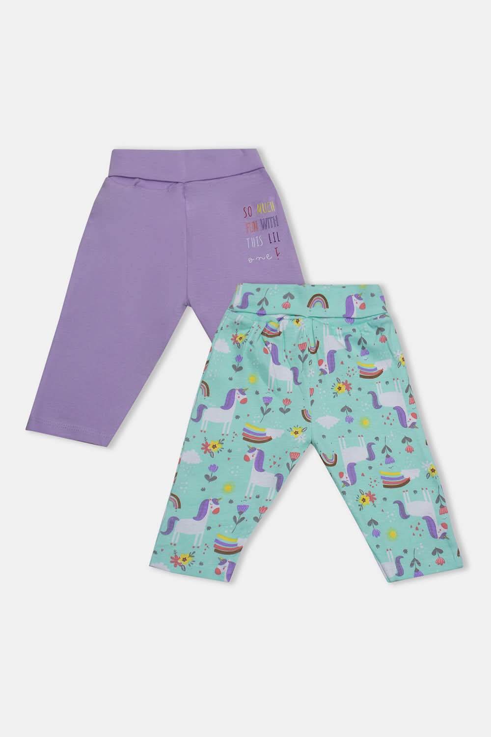 Oh Baby Cotton Interlock Knit Animal Print Pant Pack Of - 2 - Lilac & Assorted - Tr05 - Naidu Hall Family Store