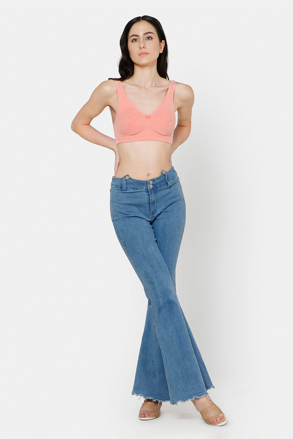 High Coverage Non-Wired Non-Padded Back Closure Intimacy T-Shirt Bra - Pastel Shades - DEFT